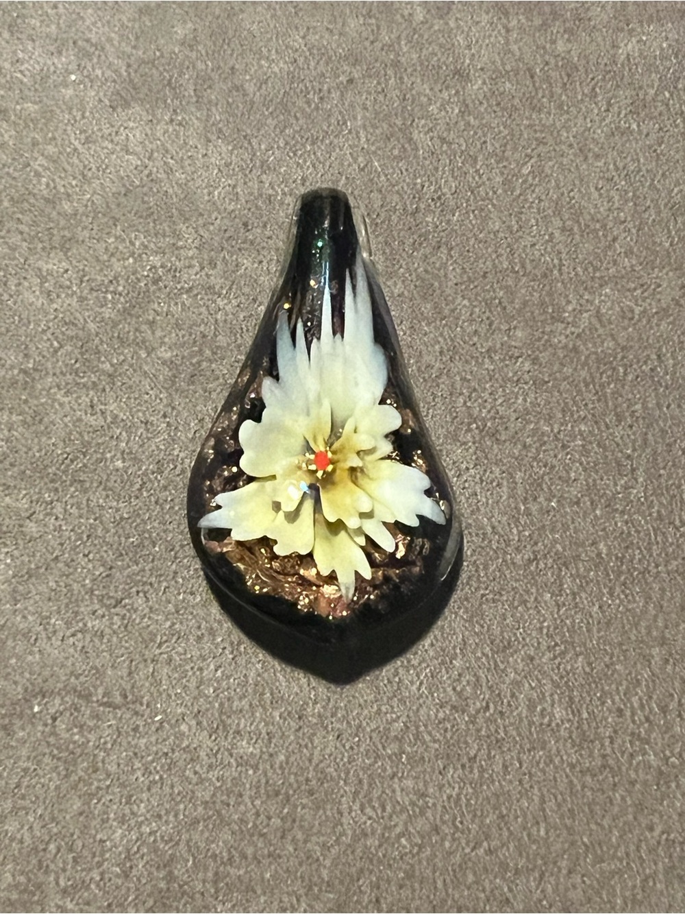 Handblown Glass Floral Pendant Necklace - Yellow Flower